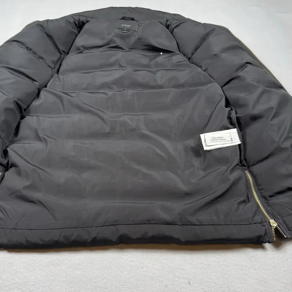 J Crew Women’s XS Black 60% Down Insulated Puffer Vest Quilted Gold Zip Layering